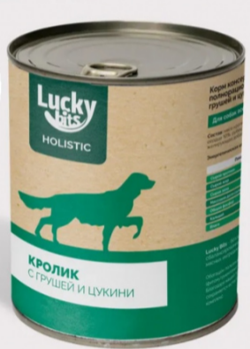 Консервы для собак Lucky bits кролик с грушей и цукини, 970 гр MZB643437 - фото 17647