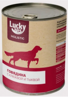 Консервы для собак Lucky bits говядина с клюквой и тыквой, 970 гр MZB643215 - фото 17650