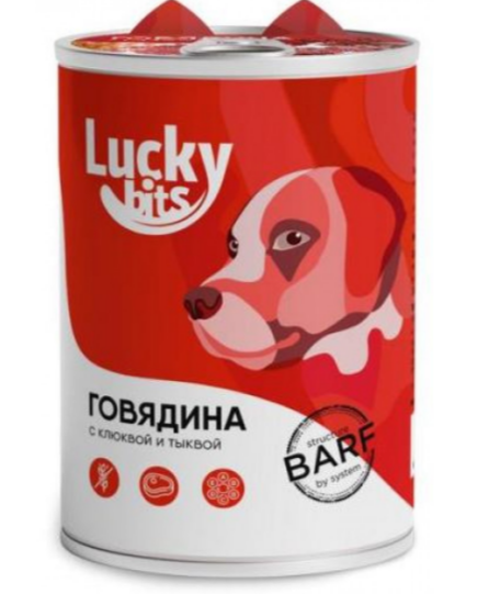 Консервы для собак всех пород с 6 месяцев Lucky bits говядина с клюквой и тыквой, 400 гр MZB014540 - фото 17653