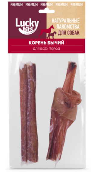 Лакомство для собак Lucky bits корень бычий, 2 шт.*10 см, 45 гр MZB045516 - фото 17665