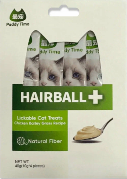Paddy Time Hairball control+ функциональное лакомство-пюре для кошек и котят, 4*10 гр MZB008690 - фото 17719