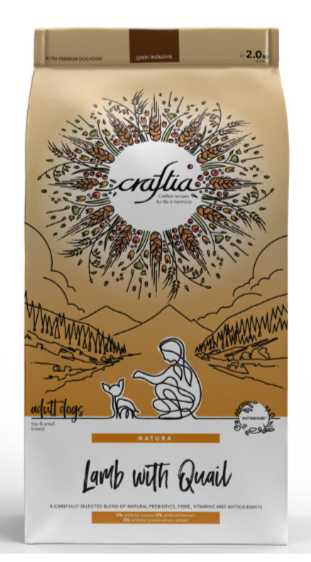 Сухой корм CRAFTIA NATURA для взрослых собак миниатюрных и мелких пород из ягненка с перепелкой, 2 кг MZB425111 - фото 17767
