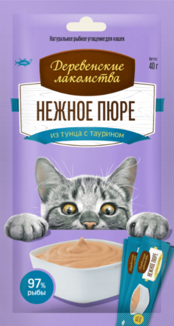 Деревенские лакомства Нежное пюре из тунца для кошек, 40 гр MZB590850 - фото 18310