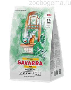 SAVARRA Sterilized Cat Сухой корм для взрослых кошек стерилизованных  Утка - фото 4653