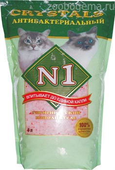 N1 Crystals наполнитель для кошачьего туалета силикагель антибактериальный - фото 5394