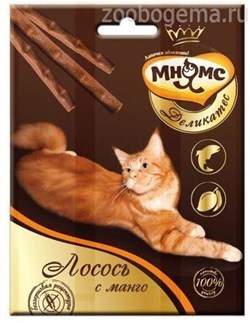 МНЯМС ДЕЛИКАТЕС ЛАКОМЫЕ ПАЛОЧКИ 9 СМ ДЛЯ КОШЕК С ЛОСОСЕМ И МАНГО - фото 6405
