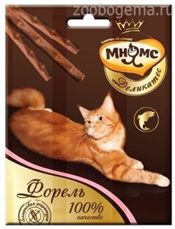 МНЯМС ДЕЛИКАТЕС ЛАКОМЫЕ ПАЛОЧКИ 9 СМ ДЛЯ КОШЕК С ФОРЕЛЬЮ - фото 6407