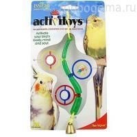 JW31034 Веточка с зеркальцами, бусинками и колокольчиком, игрушка для птиц - фото 6611