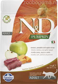 4122 N&D CAT GF PUMPKIN VENISON&APPLE ADULT 5KG/Н&Д КЭТ ОЛЕНИНА И ЯБЛОКО С ТЫКВОЙ 5КГ - фото 6671