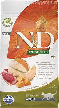 Н&Д сухой корм для кошек с тыквой, утка и дыня /N&D CAT PUMPKIN DUCK & CANTALUPE ADULD 1,5 кг - фото 6676