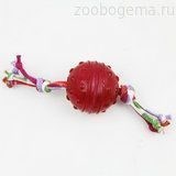 SUPERDESIGN ИГРУШКА ДЛЯ СОБАК "МЯЧИК С КАНАТИКОМ" СИЛИКОНОВЫЙ - фото 7228
