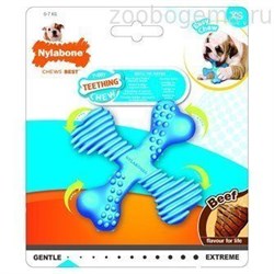 NYLABONE Х-косточка для щенков, аромат говядины - фото 7615