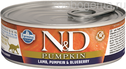 Н&Д влажный корм для кошек с тыквой, ягненок и черника /N&D CAT LAMB, PUMPKIN & BLUEBERRY, 80 гр - фото 7921