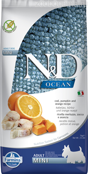 N&D DOG OCEAN CODFISH, PUMPKIN AND ORANGE ADULT MINI 7KG - фото 8098