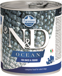 Н&Д влажный корм для собак океан, Треска и кальмар /N&D DOG OCEAN COD AND SQUID  285 гр - фото 8752