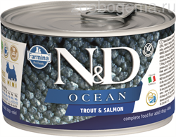 Н&Д влажный корм для собак океан, Форель и лосось мини /N&D DOG OCEAN TROUT & SALMON MINI, 140г - фото 8755