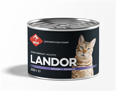 LANDOR Кролик с черникой консервы для взрослых кошек 200 г