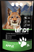 LANDY Наполнитель для кошачьего туалета комкующийся из бентонитовой глины с ароматом яблока 5 л
