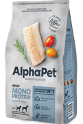 Белая рыба для взрослых собак средних и крупных пород AlphaPet Superpremium MONOPROTEIN / Сухой полнорационный корм из белой рыбы для взрослых собак средних и крупных пород 0.5кг