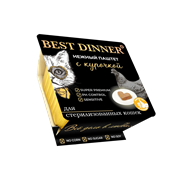 Best Dinner консервированный полнорационный корм для взрослых и стерилизованных кошек. Паштет с курицей 100 г.