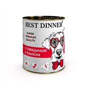 Консервы Best Dinner Super Premium Мясные деликатесы Мясное ассорти "С говядиной и языком" для взрослых собак и щенков с 6 мес. - 0,34 кг