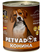 Petvador  Полнорационный влажный корм для собак (конина с тыквой) 850 г