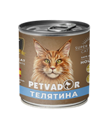 Petvador Полнорационный влажный корм для кошек (телятина и перепелка) 240 г