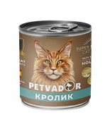 Petvador Полнорационный влажный корм для кошек всех стадий жизни (кролик) 240 г