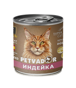 Petvador Полнорационный влажный корм для стерилизованных кошек ( индейка с клюквой) 240 г