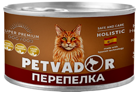 Petvador Полнорационный влажный корм для стерилизованных кошек всех стадий жизни (перепелка с клюквой) 100 г