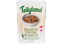 Корм влажный (паучи) Тейлиленд / Teilyland консервированный полнорационный для кошек кусочки с лососем в соусе, 85 г