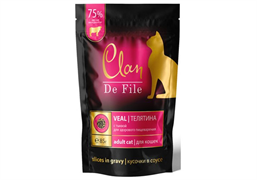 CLAN De File пауч 85гр в соусе Индейка, креветки и семена льна д/кошек