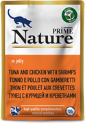 PRIME NATURE пауч 100гр в желе Тунец с курицей и креветками д/кошек