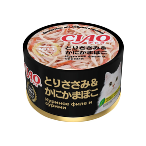 INABA ЧАО Куриное филе с сурими влаж. корм д. кош., 85 г ZB947575 INABA ЧАО Куриное филе с сурими влаж. корм д. кош., 85 г ZB947575