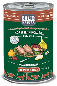 Solid Natura Holistic Перепёлка влажный корм для кошек жестяная банка 0,34 кг ZB136594