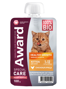 {{productViewItem.photos[photoViewList.activeNavIndex].Alt || productViewItem.photos[photoViewList.activeNavIndex].Description || 'Влажный дополнительный корм AWARD SPECIAL CARE Healthy growth "пюре" для котят от 1 месяца из мяса курицы, 100 гр'}}