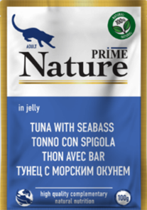 PRIME NATURE пауч в желе Тунец с морским окунем для кошек, 100 гр MZB460124