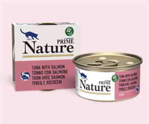 PRIME NATURE ж/б в бульоне Тунец с лососем для кошек, 85 гр MZB519295