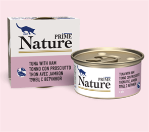 PRIME NATURE ж/б в желе Тунец с ветчиной для кошек, 85 гр MZB460247