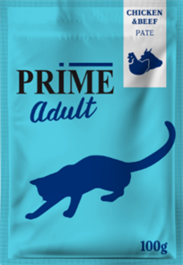 PRIME ADULT пауч паштет из курицы и говядины для кошек, 100 гр MZB260450