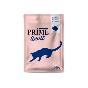 PRIME ADULT пауч Кусочки из говядины в бульоне для кошек, 100 гр MZB260498