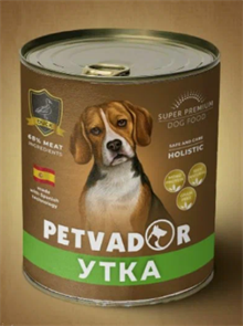 Petvador Полнорационный влажный корм для собак всех стадий  жизни с уткой, 400 гр MZB045546