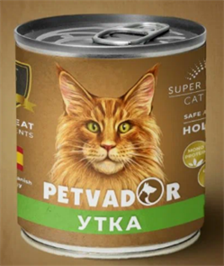 Petvador Полнорационный влажный корм для кошек всех стадий жизни утка, 240 гр MZB045508