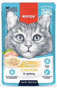 Wanpy Cat Дополнительный консервированный корм пауч для кошек курица в собственному соку, 70 гр MZB853268