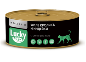 Консервы для кошек Lucky bits филе кролика и индейки с семенами льна, 100 гр MZB017701